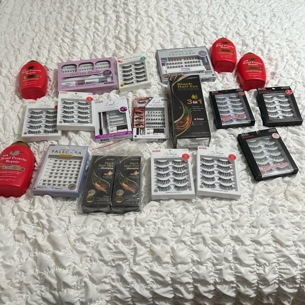 NEW Beauty Bundle – KISS Lashes, Falscara Kits & Hair Care (Bulk Lot)